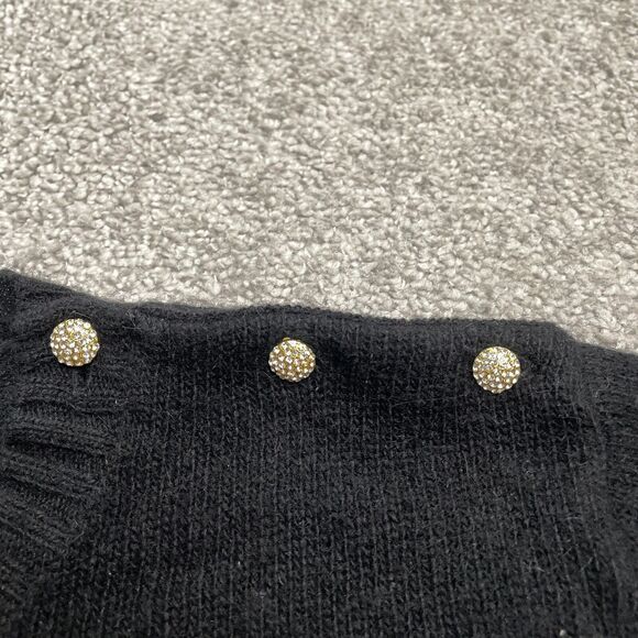 J. Crew Sweater Womens Medium Black Crew Neck Button Wool Rabbit Hair Cashmere - Picture 10 of 13